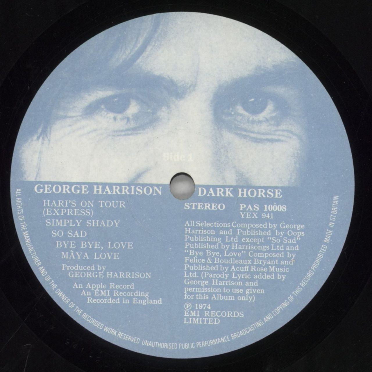 George Harrison Dark Horse - Complete - EX UK Promo Vinyl LP