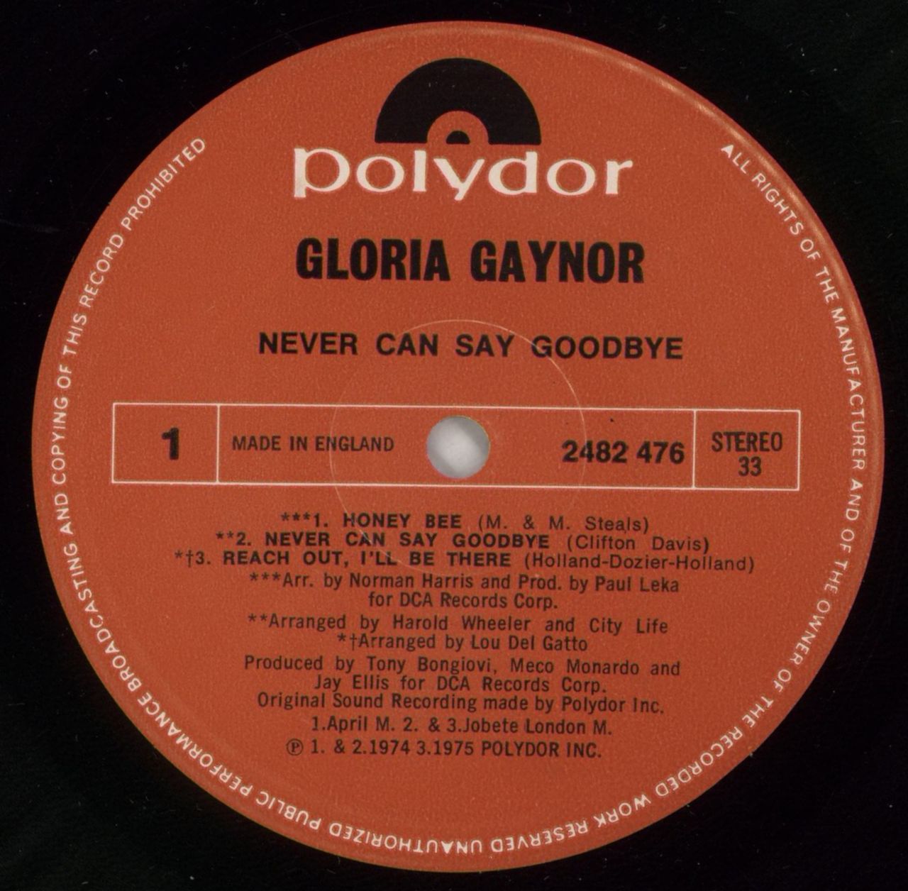 Gloria Gaynor Never Can Say Goodbye UK Vinyl LP
