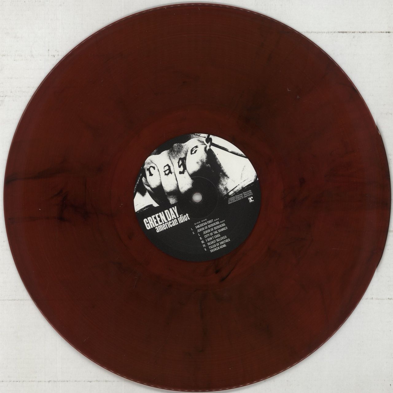 Green Day American Idiot - Red Marbled and White Marbled Vinyl UK 2-LP vinyl set