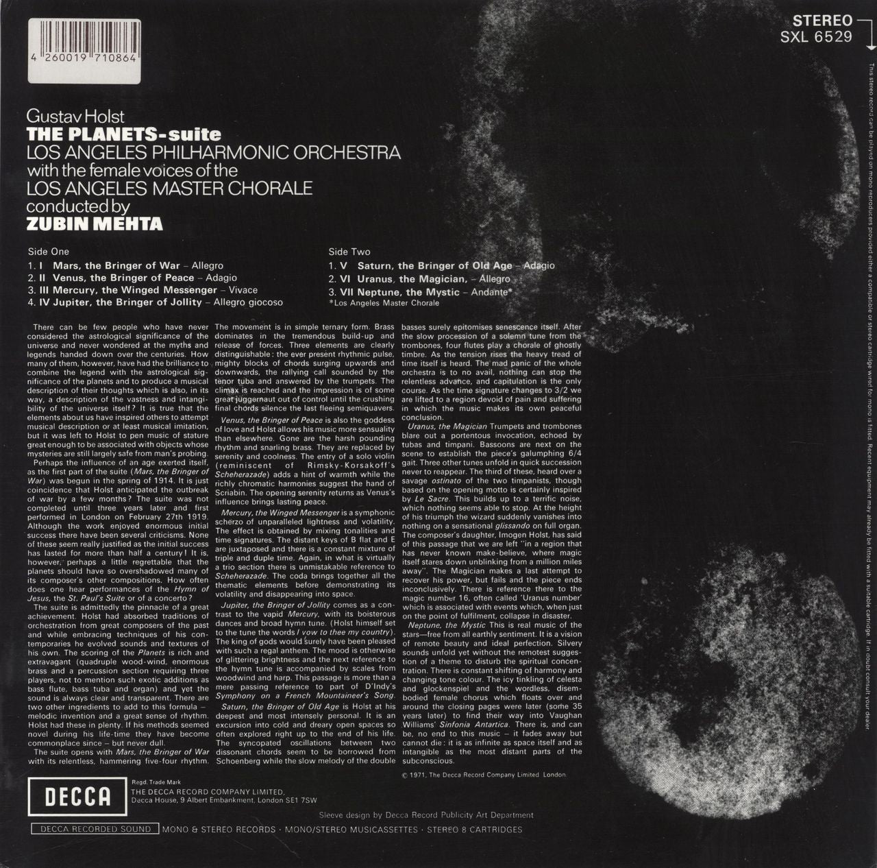 Gustav Holst The Planets UK Vinyl LP
