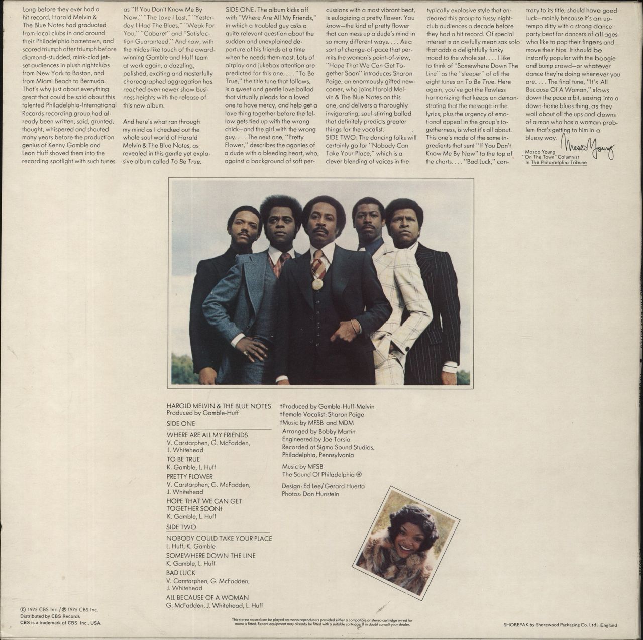 Harold Melvin & The Blue Notes To Be True UK Vinyl LP
