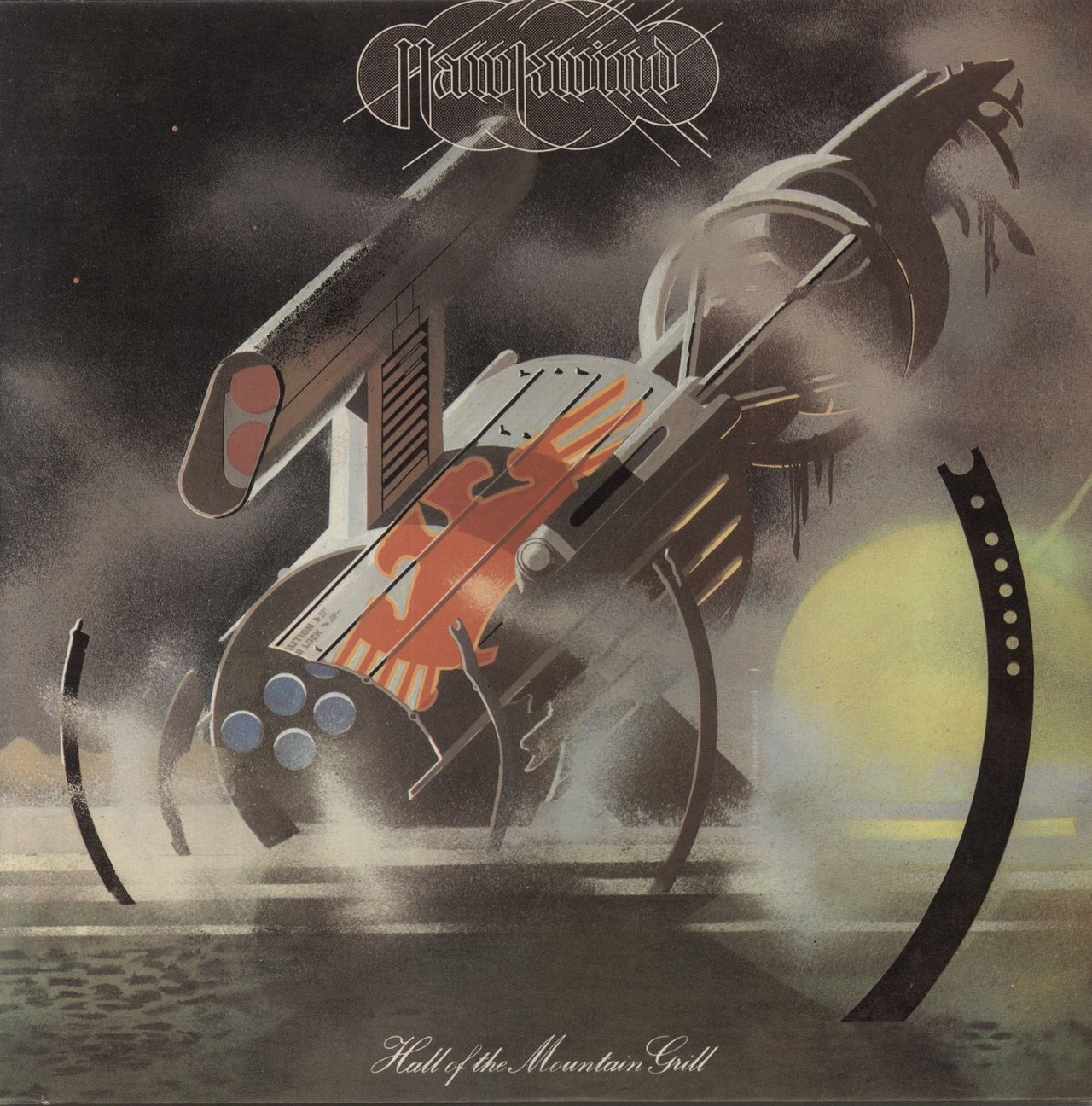 Hawkwind Hall Of The Mountain Grill + Inner - Yellow labels UK Vinyl LP