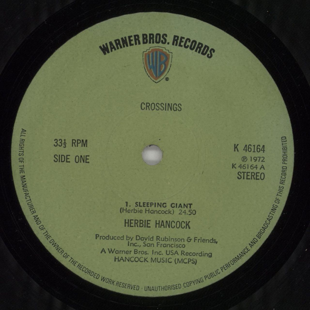Herbie Hancock Crossings UK Vinyl LP