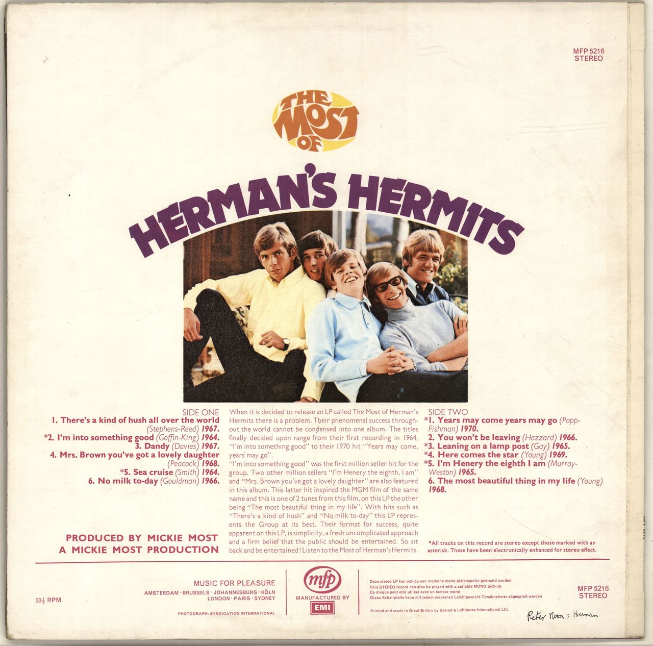 Herman's Hermits The Most Of Herman's Hermits UK Vinyl LP