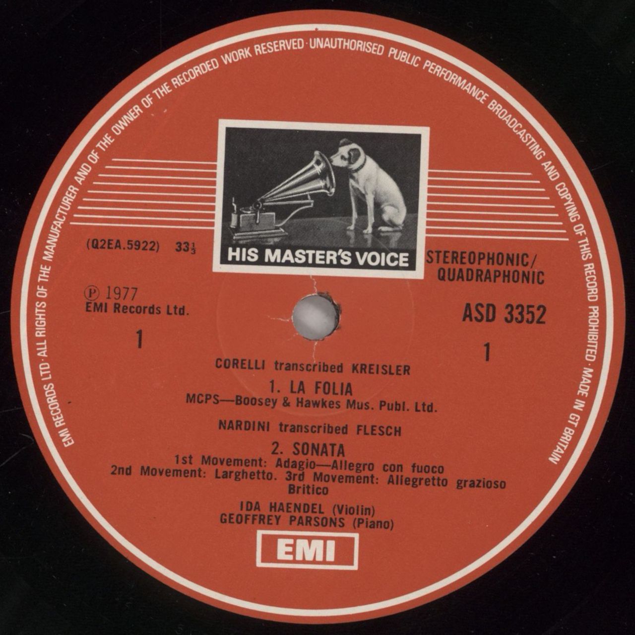 Ida Haendel A Classical Recital - Quad UK Vinyl LP