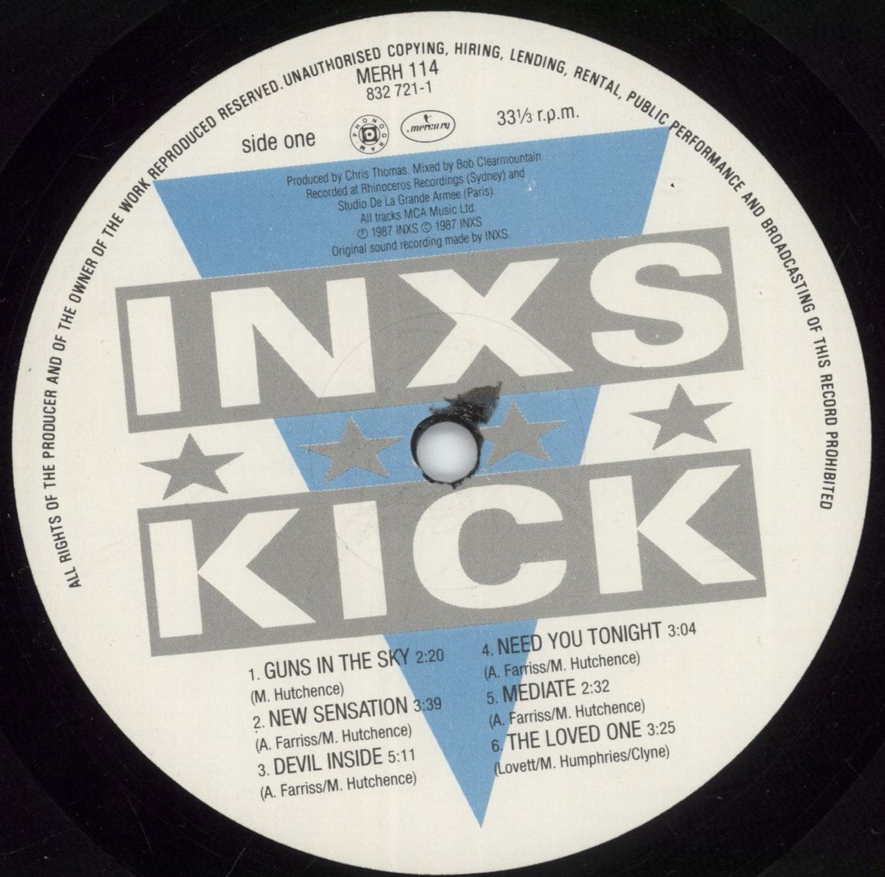 Inxs Kick - Red Hype Sticker UK Vinyl LP
