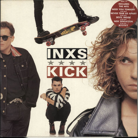 Inxs Kick - Red Hype Sticker UK Vinyl LP