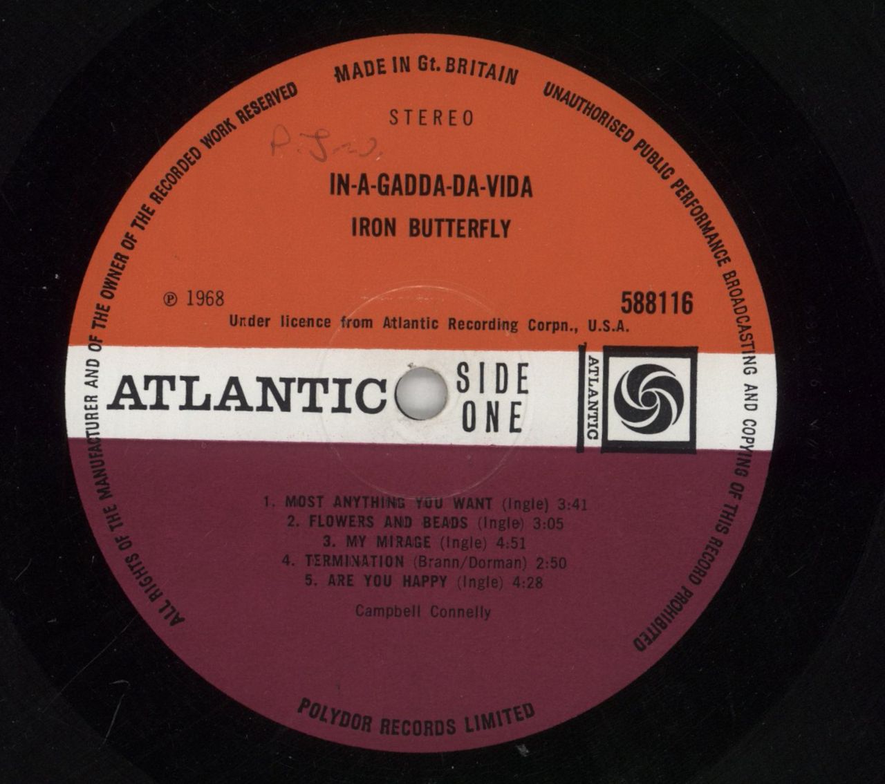 Iron Butterfly In-A-Gadda-Da-Vida - 1st - EX UK Vinyl LP