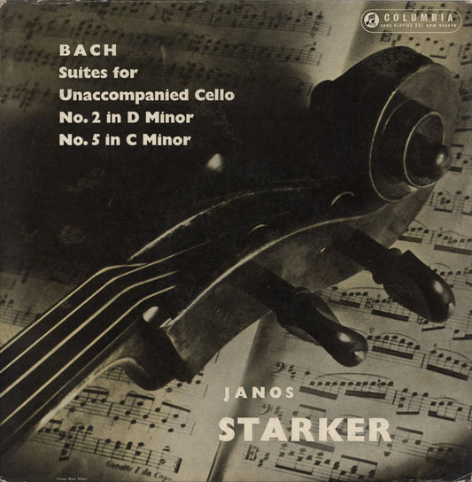 János Starker Bach: Suites For Unaccompanied Cello: No. 2 in D Minor / No. 5 in C Minor - VG UK Vinyl LP
