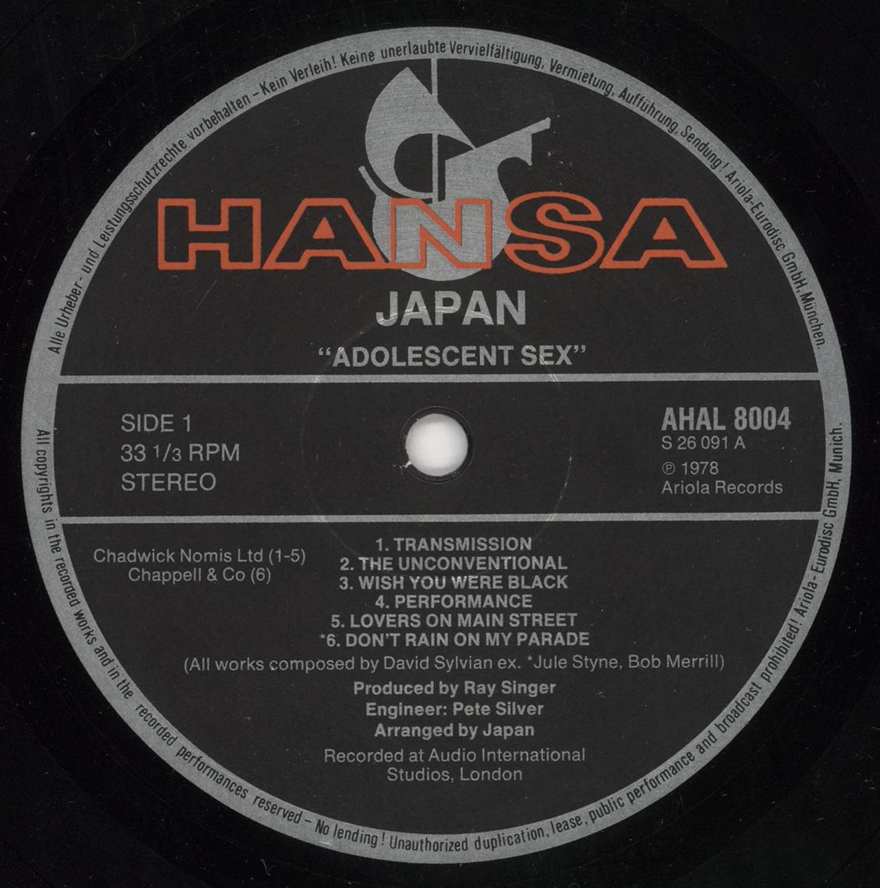 Japan Adolescent Sex - 2nd - EX UK Vinyl LP