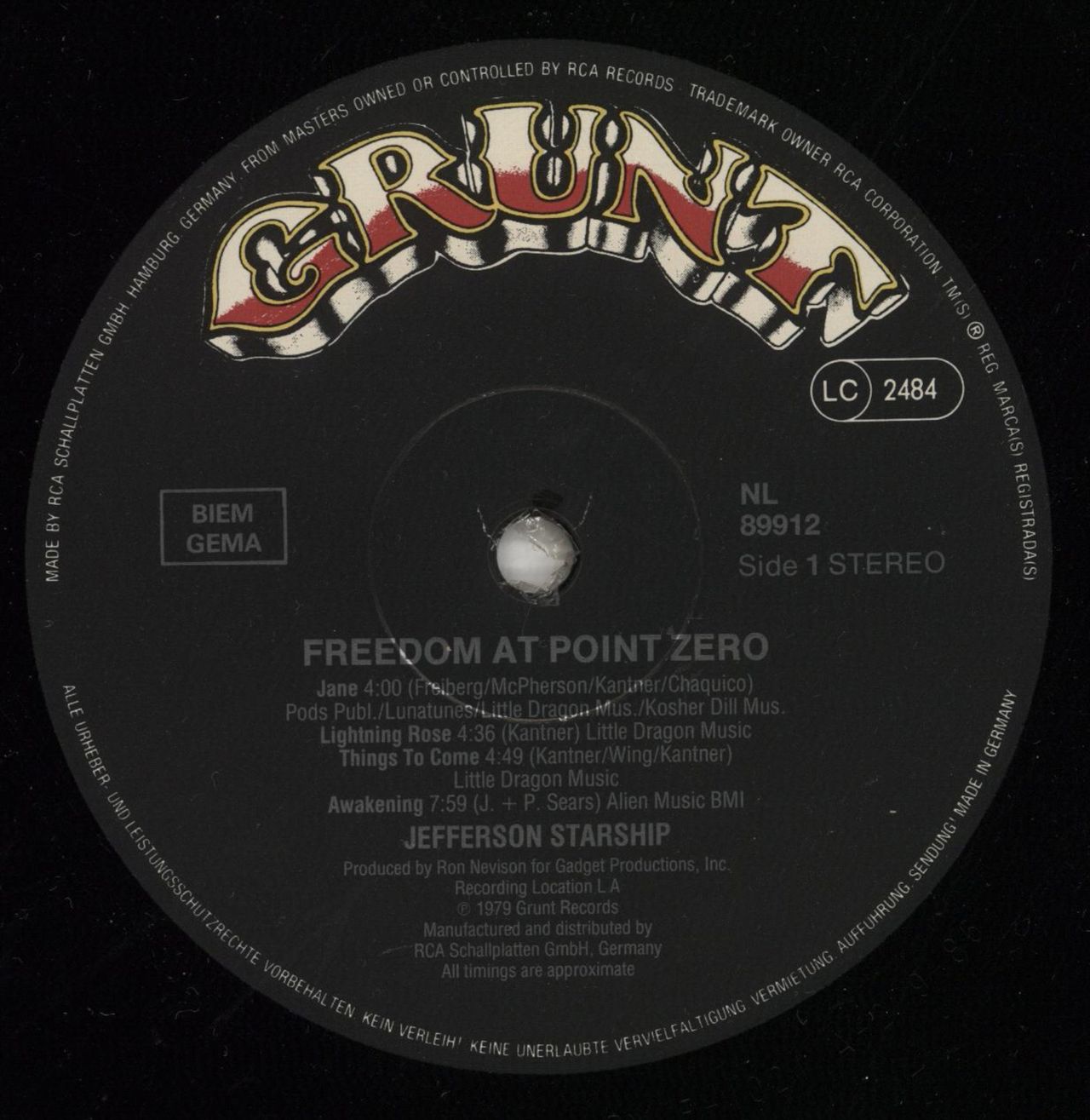 Jefferson Starship Freedom At Point Zero German Vinyl LP