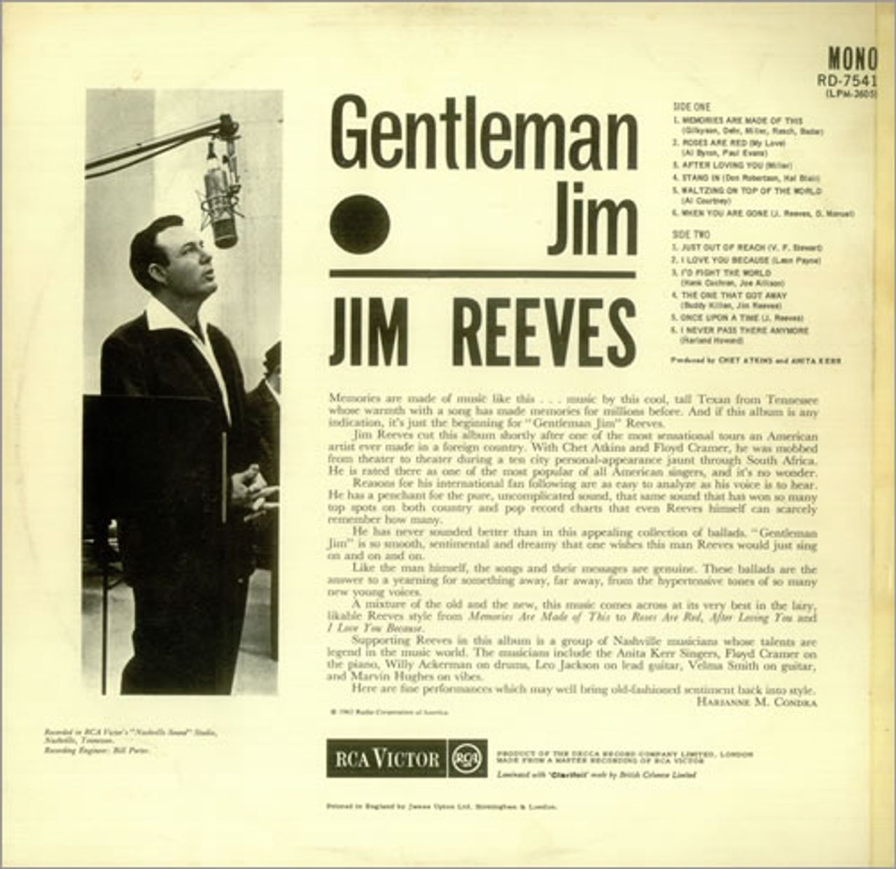 Jim Reeves Gentleman Jim UK Vinyl LP