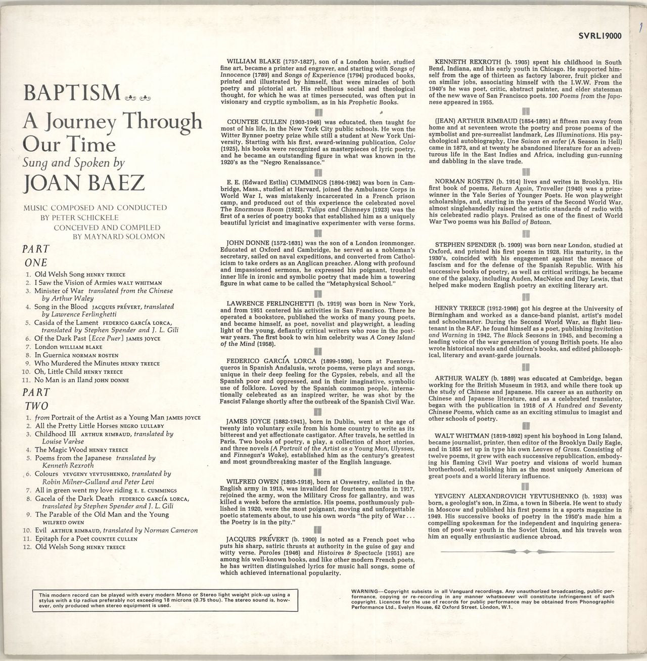 Joan Baez Baptism: A Journey Through Our Time UK Vinyl LP