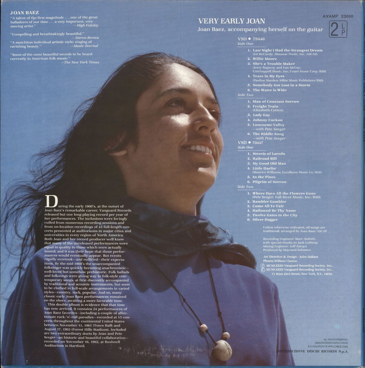 Joan Baez Very Early Joan Italian 2-LP vinyl set