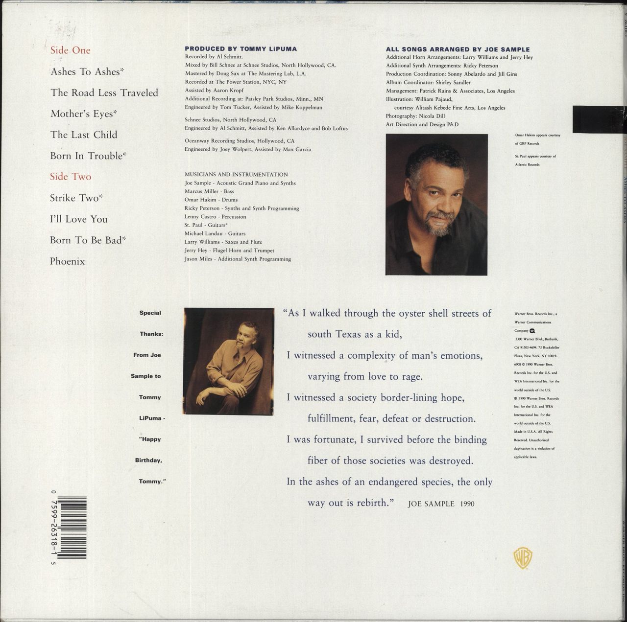 Joe Sample Ashes To Ashes US Vinyl LP
