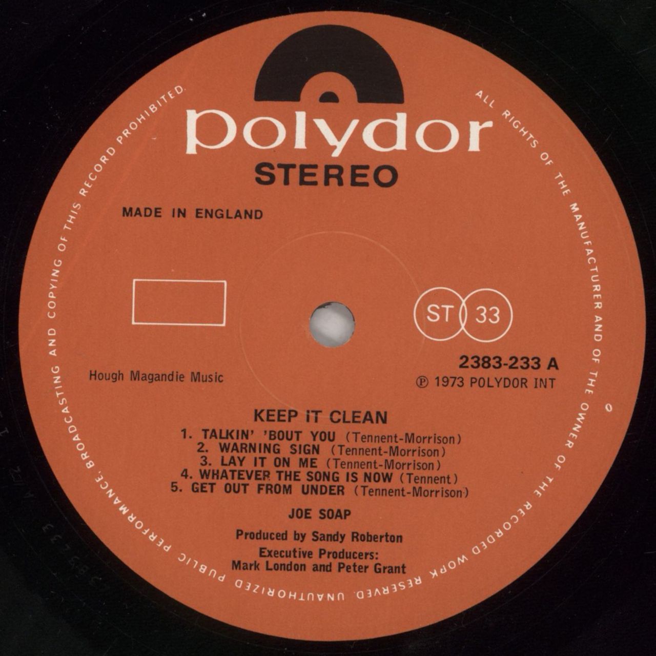 Joe Soap Keep It Clean UK Vinyl LP