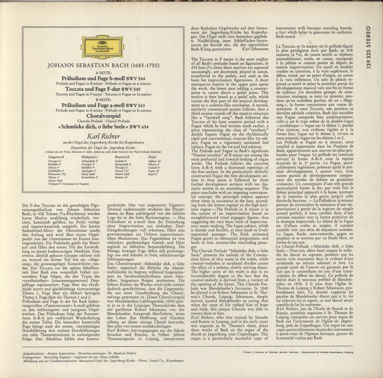 Johann Sebastian Bach J. S. Bach: Orgelwerke · Organ Works · Œuvres Pour Orgue (Vol. 2) German Vinyl LP