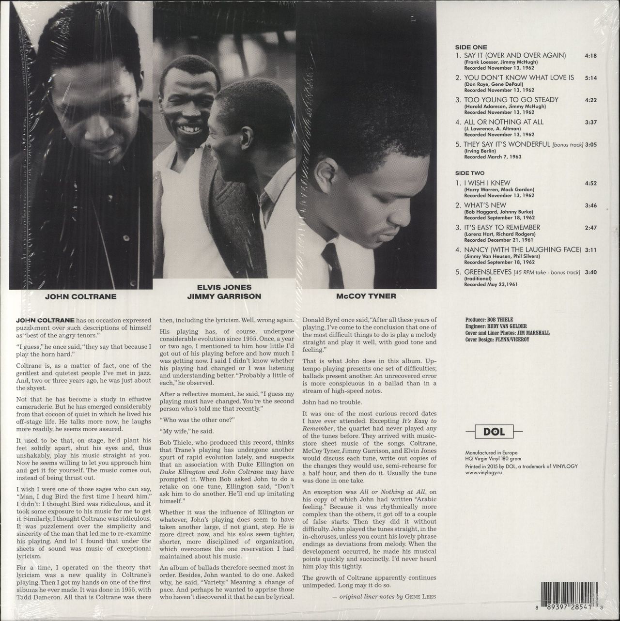 John Coltrane Ballads - 180gm Vinyl - Shrink UK Vinyl LP