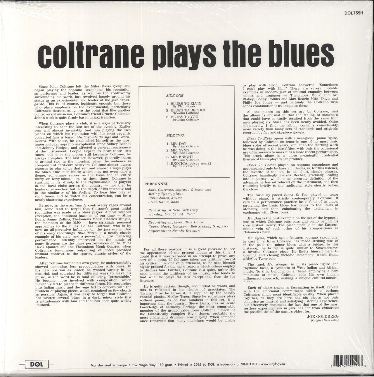 John Coltrane Coltrane Plays The Blues - 180gm Vinyl - Shrink UK Vinyl LP