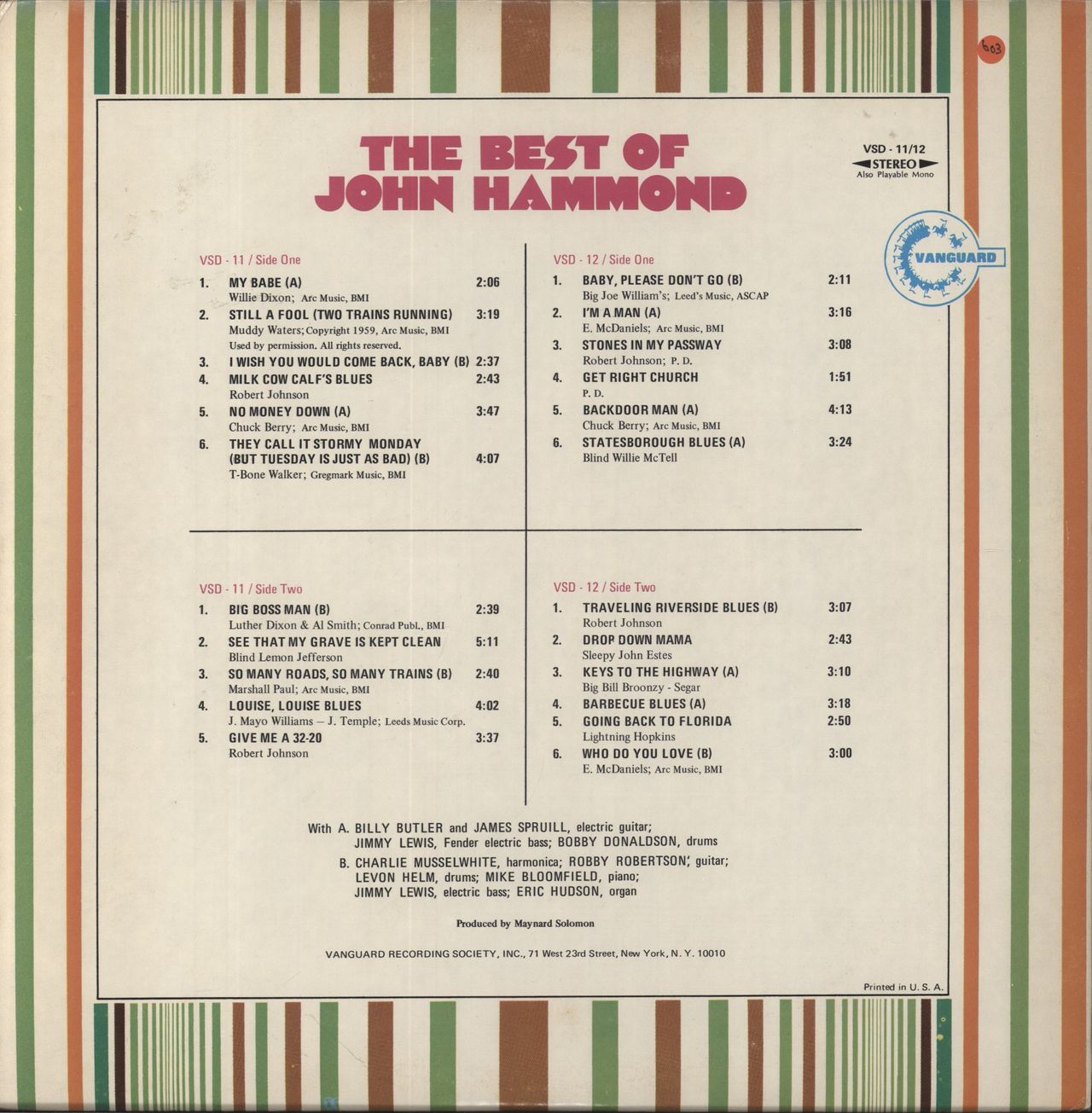 John Hammond The Best Of John Hammond US 2-LP vinyl set