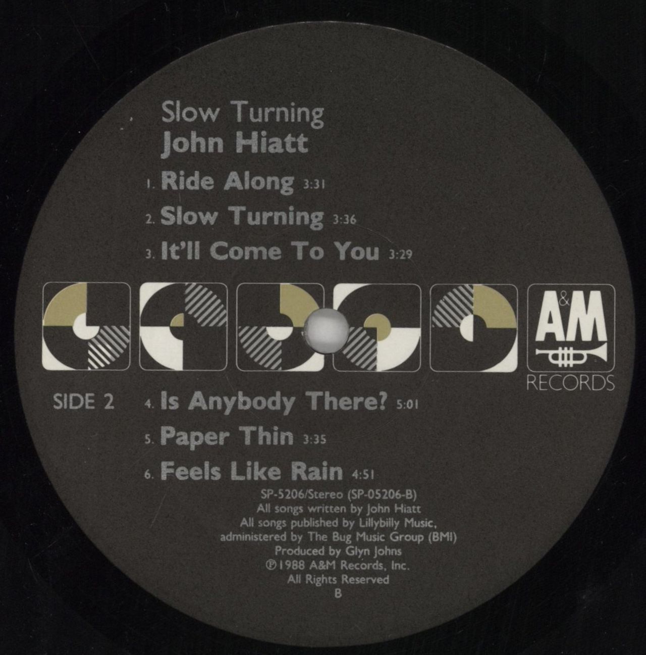 John Hiatt Slow Turning - Gold Stamped US Vinyl LP