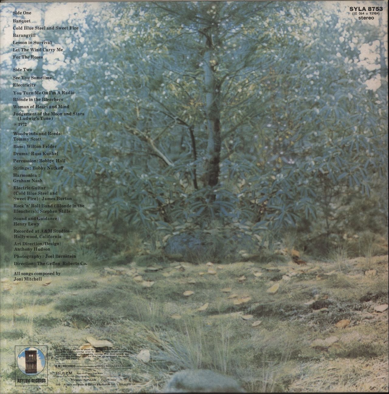 Joni Mitchell For The Roses UK Vinyl LP