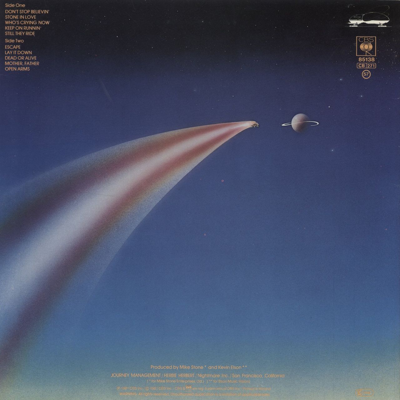 Journey Escape - 1st + Inner UK Vinyl LP