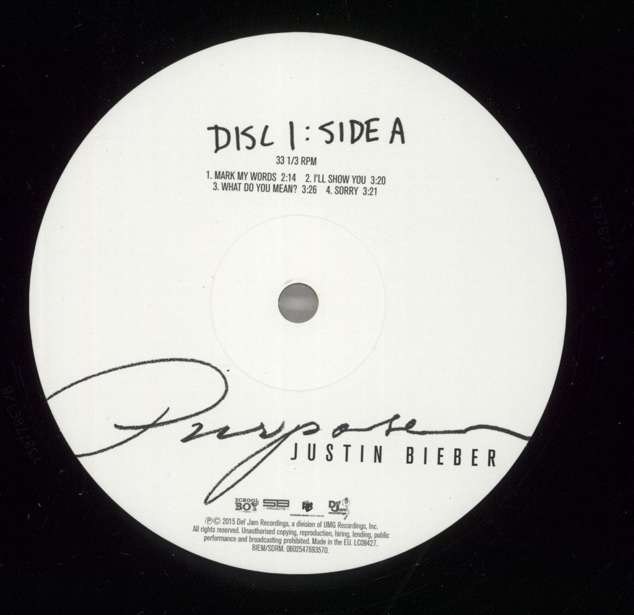 Justin Bieber Purpose - 180gm UK 2-LP vinyl set