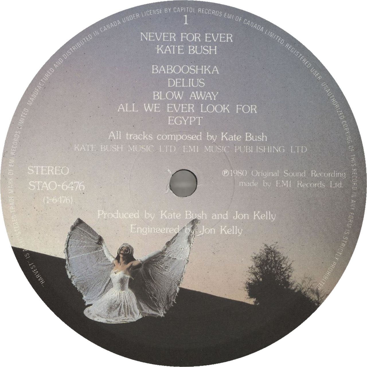 Kate Bush Never For Ever Canadian Vinyl LP