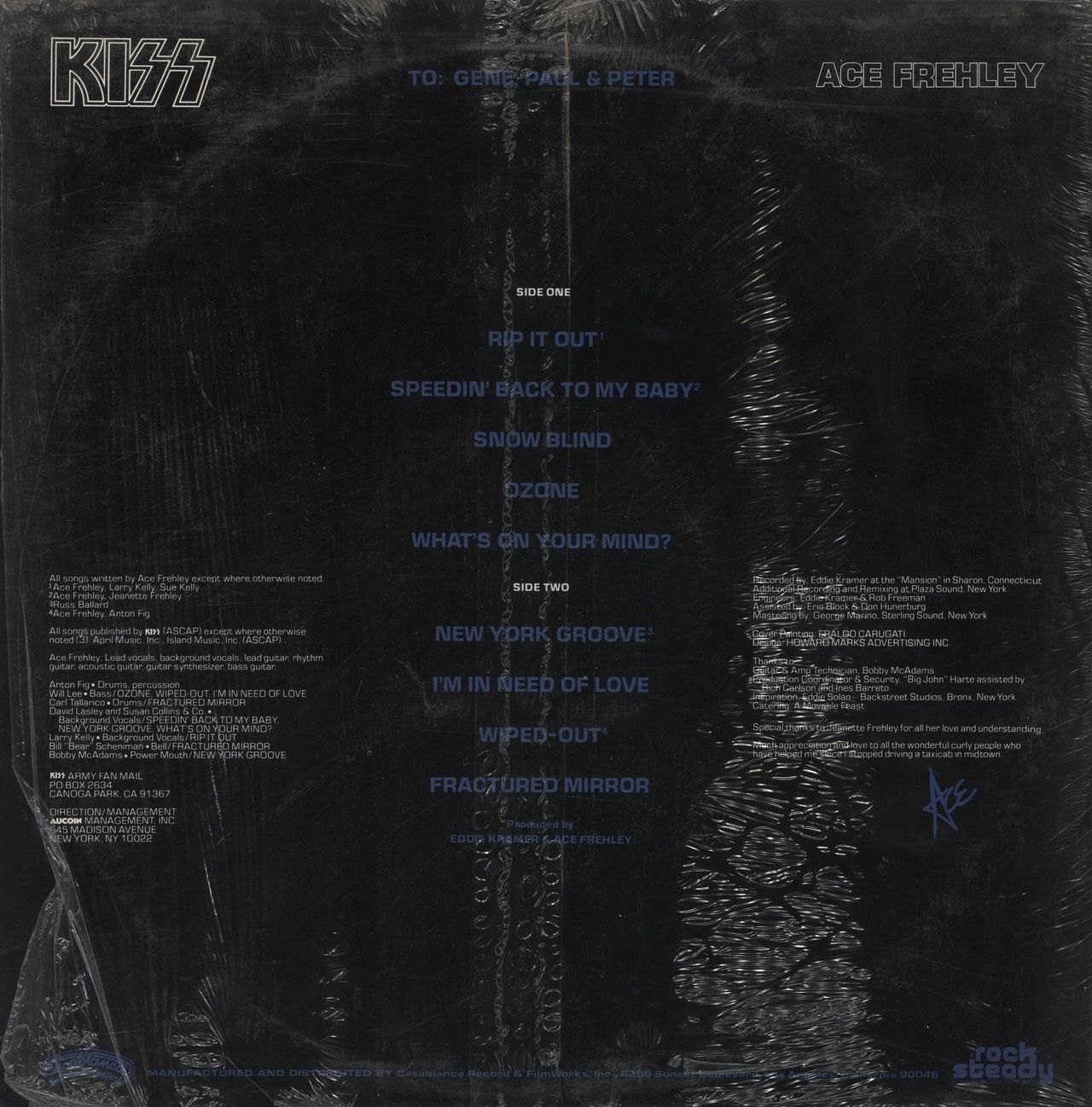 Kiss Ace Frehley + Mural Poster - Shrink US Vinyl LP