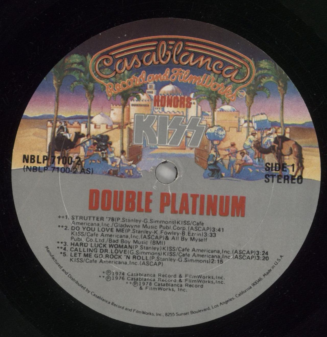 Kiss Double Platinum + Award & Merchandise Insert - EX US 2-LP vinyl set