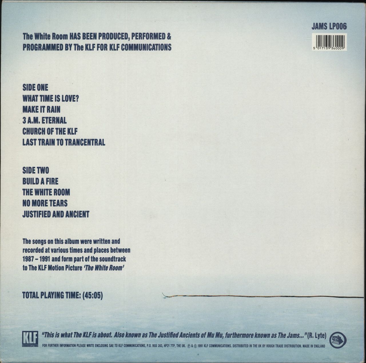 KLF The White Room + Merchandise insert - EX UK Vinyl LP