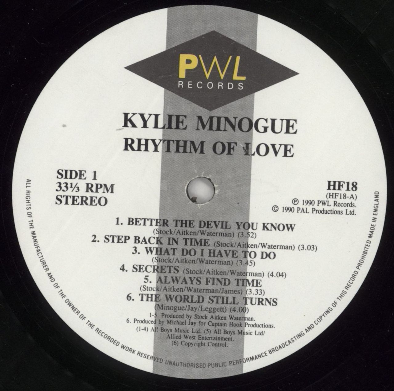 Kylie Minogue Rhythm Of Love - Hype Stickered + Poster UK Vinyl LP
