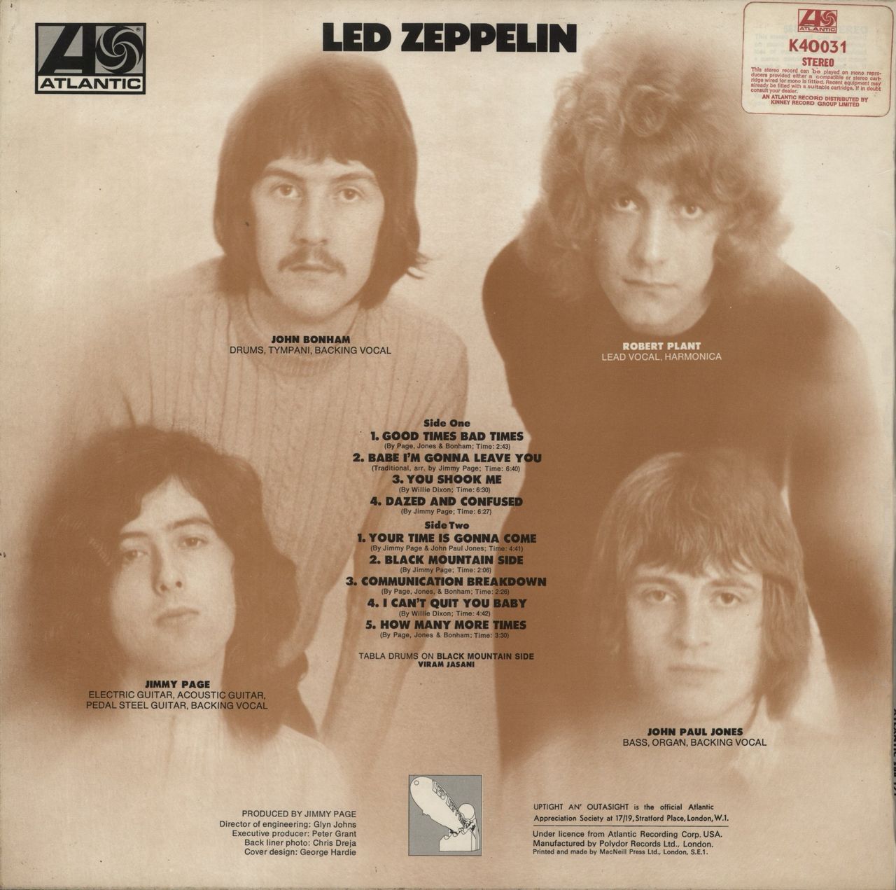 Led Zeppelin Led Zeppelin - 3rd - Transitional Stickered Sleeve + Head Hunters Inner UK Vinyl LP