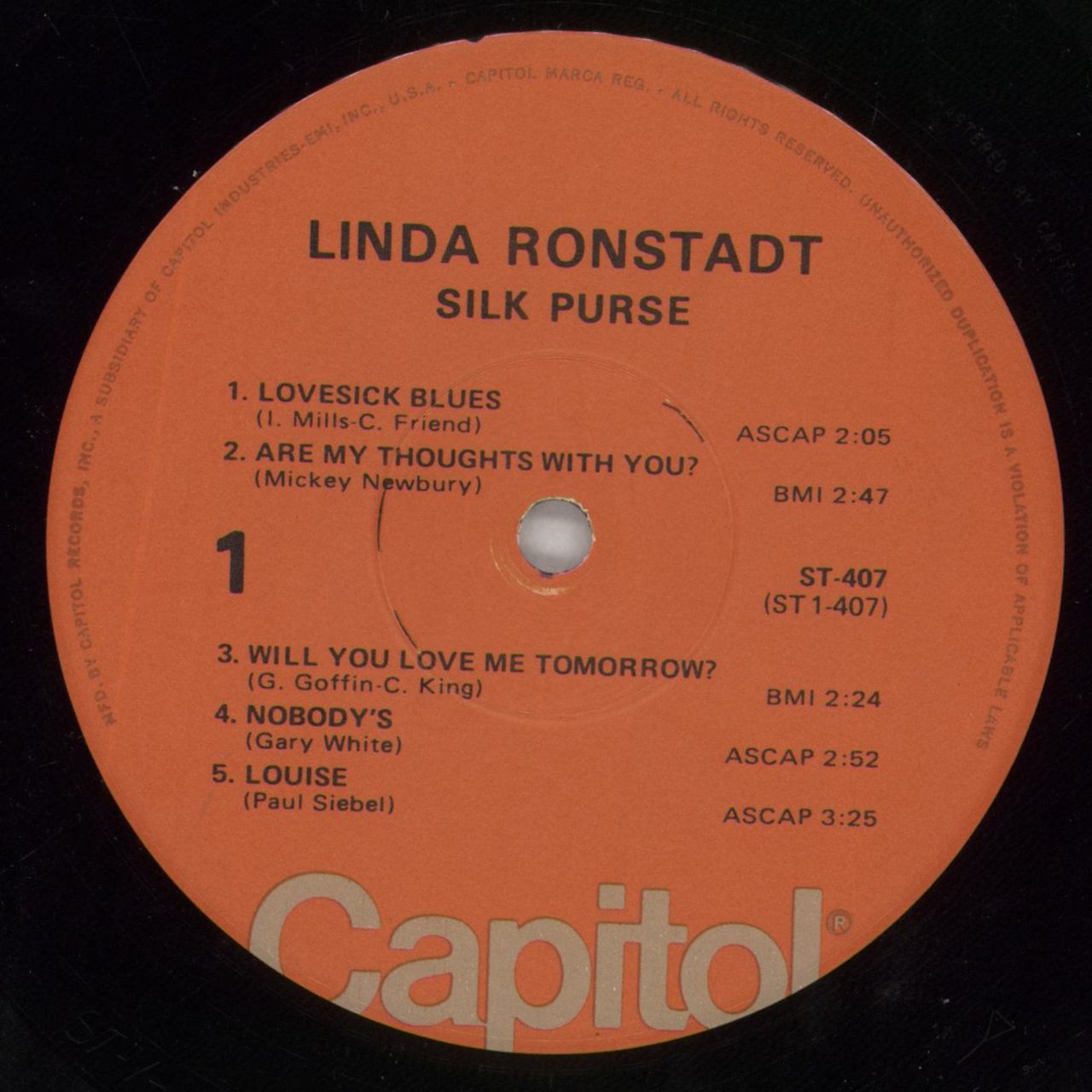 Linda Ronstadt Silk Purse - 2nd US Vinyl LP