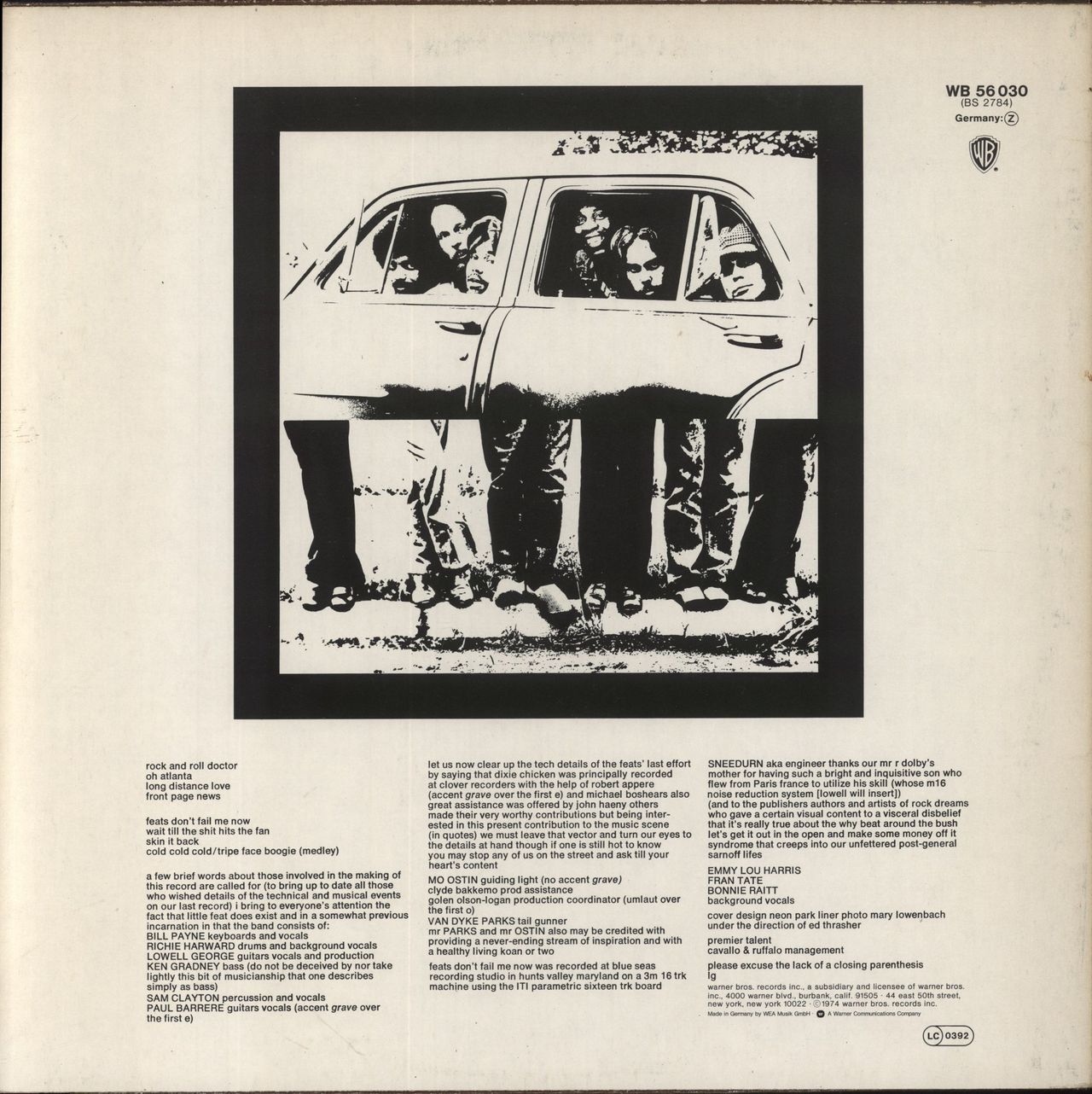Little Feat Feats Don't Fail Me Now German Vinyl LP