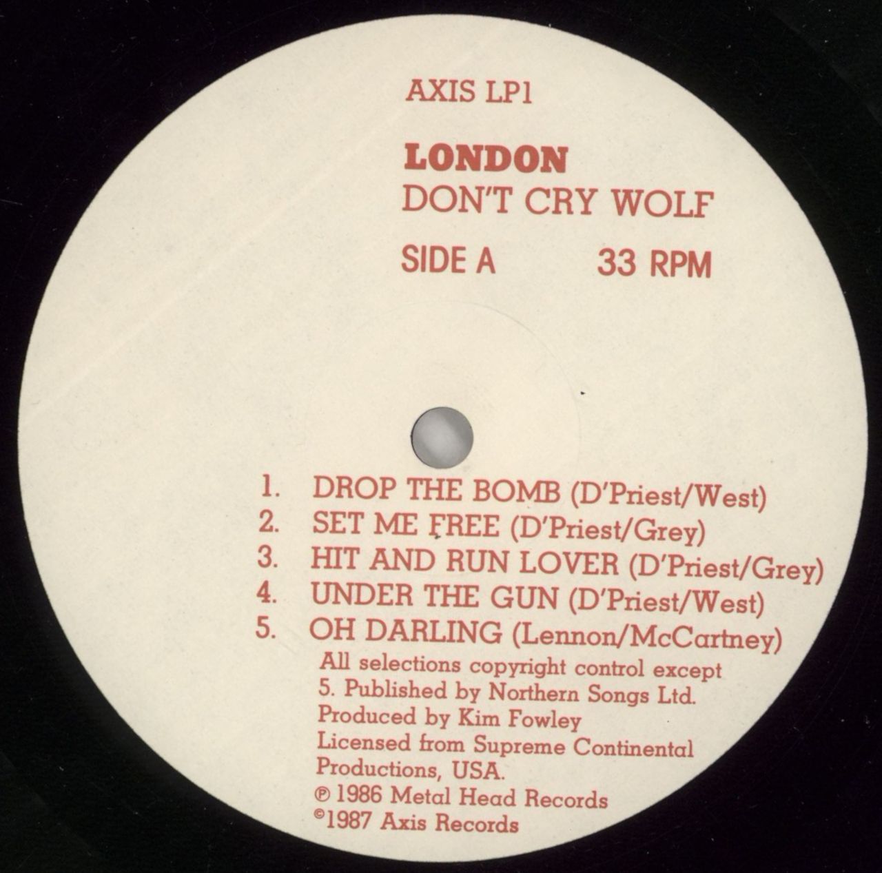 London (US) Don't Cry Wolf UK Vinyl LP