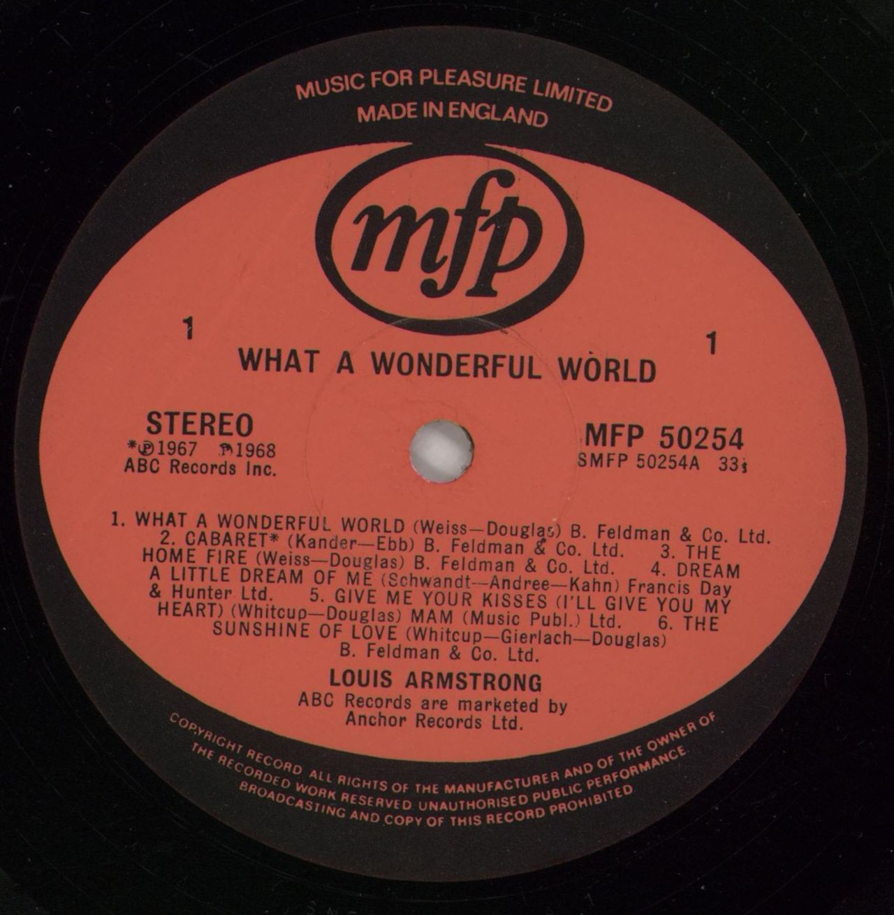 Louis Armstrong What A Wonderful World UK Vinyl LP