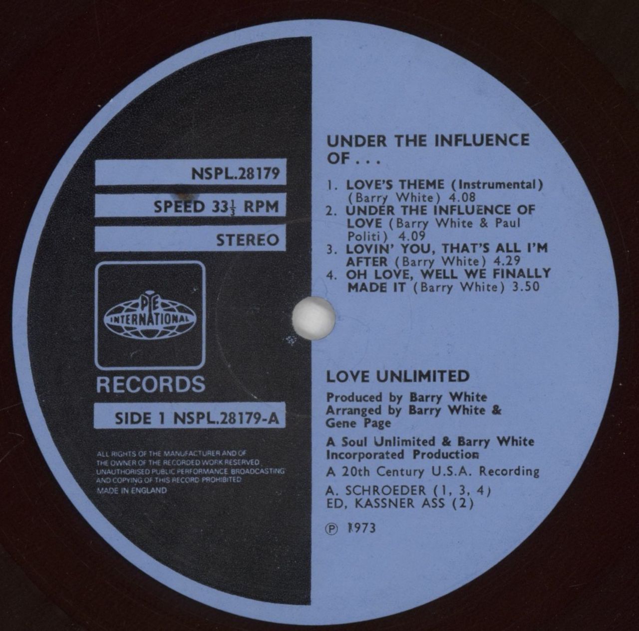 Love Unlimited Orchestra Under The Influence Of Love Unlimited UK Vinyl LP