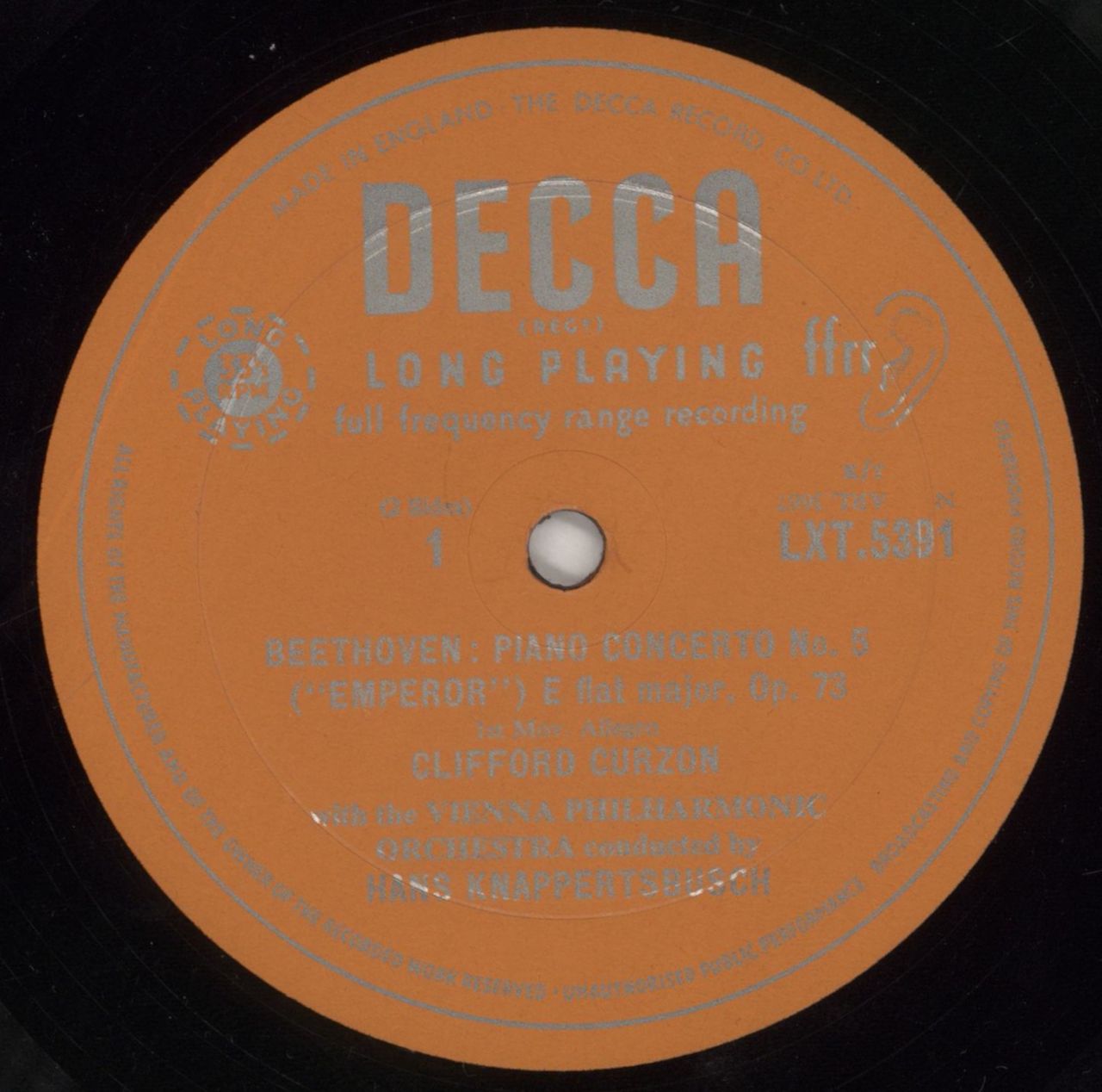 Ludwig Van Beethoven Beethoven: Concerto No.5 IN E Flat Major For Piano And Orchestra, Op.73 "Emperor" UK Vinyl LP