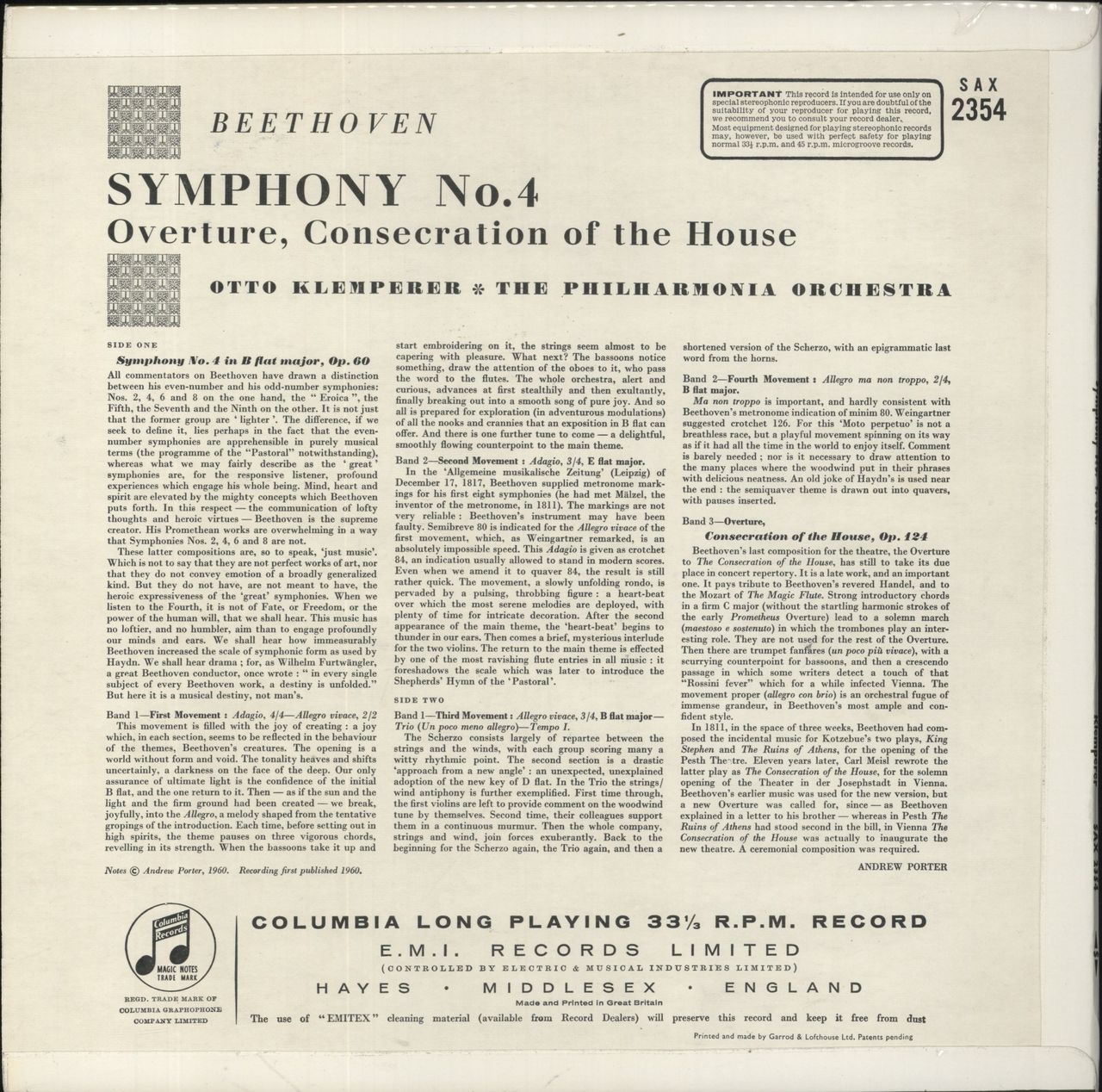Ludwig Van Beethoven The Beethoven Symphonies: Number 4 - 2nd UK Vinyl LP