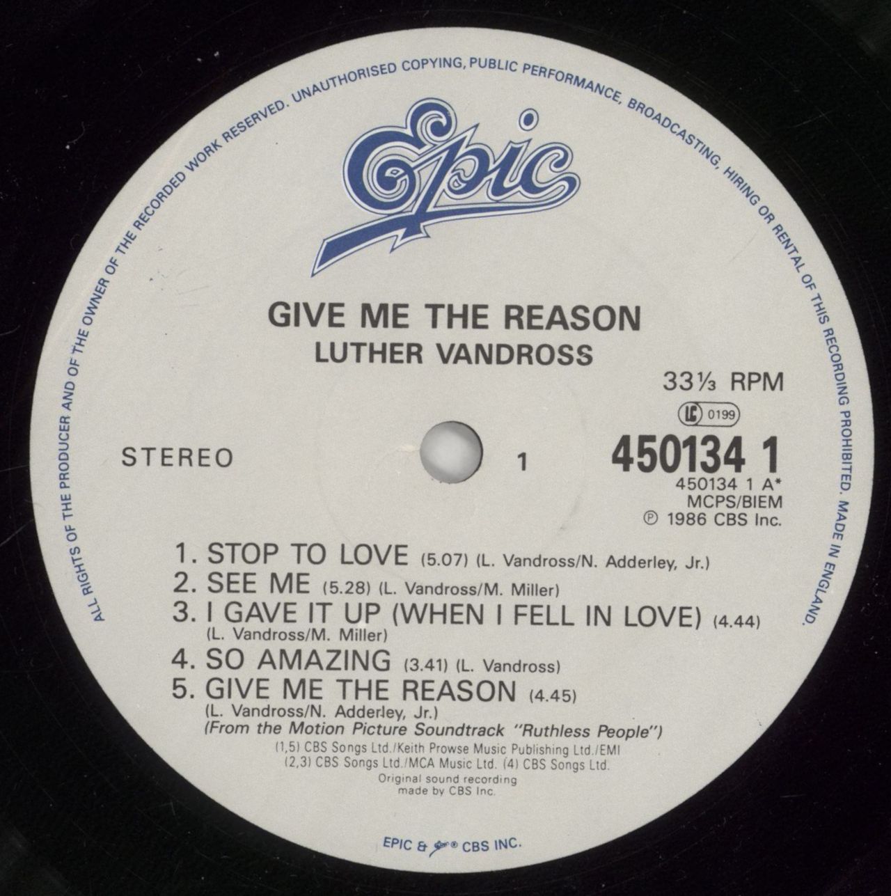 Luther Vandross Give Me The Reason - Gold Promo Stamped UK Vinyl LP