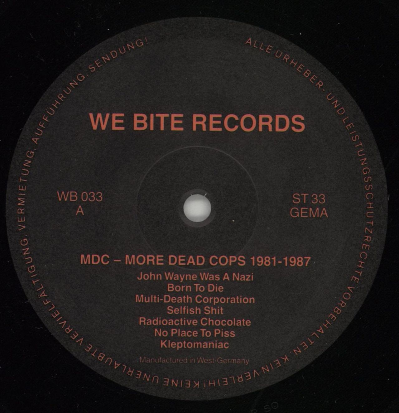 M.D.C. More Dead Cops 1981-1987 German Vinyl LP