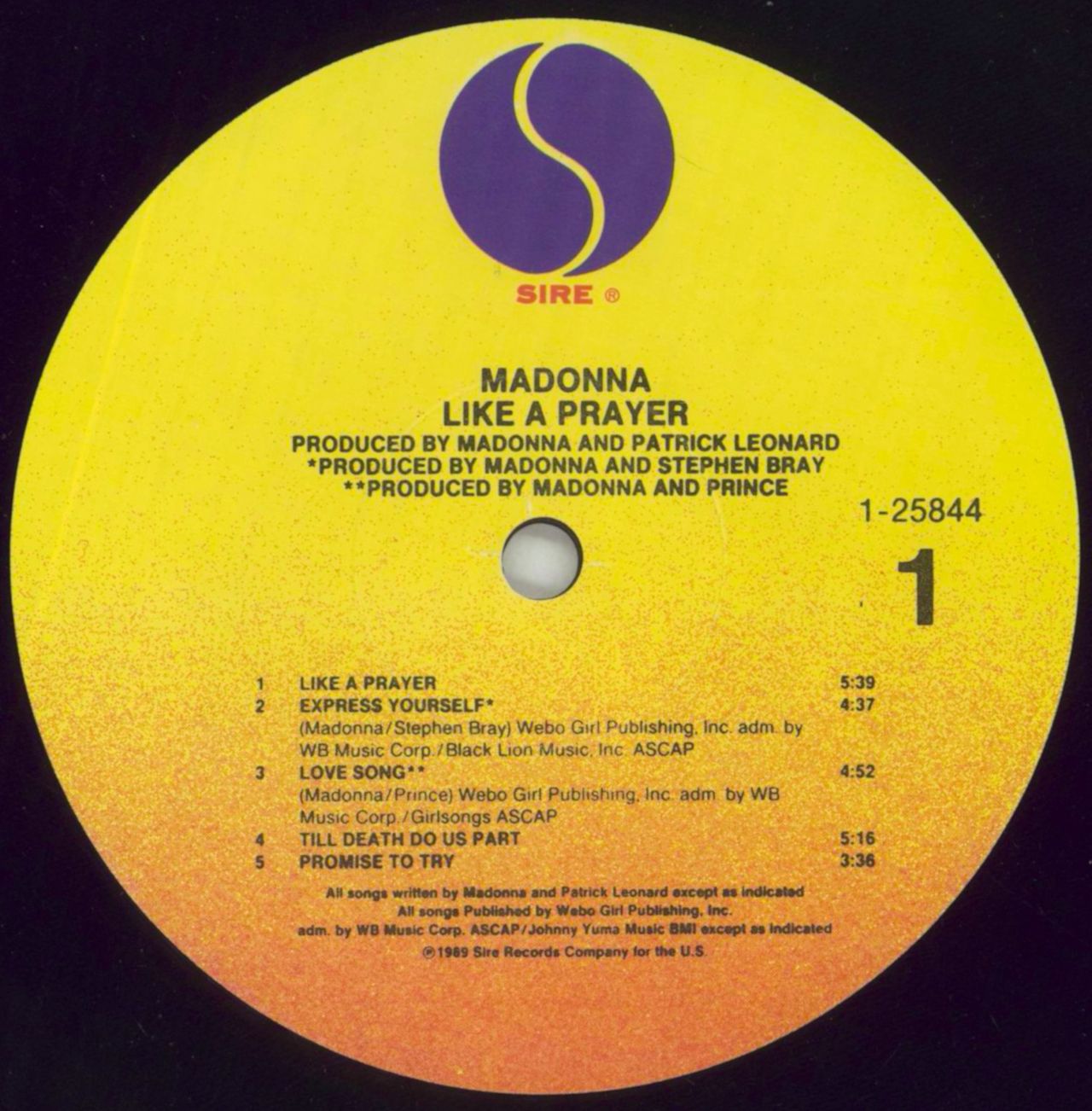Madonna Like A Prayer - Scented inner US Vinyl LP