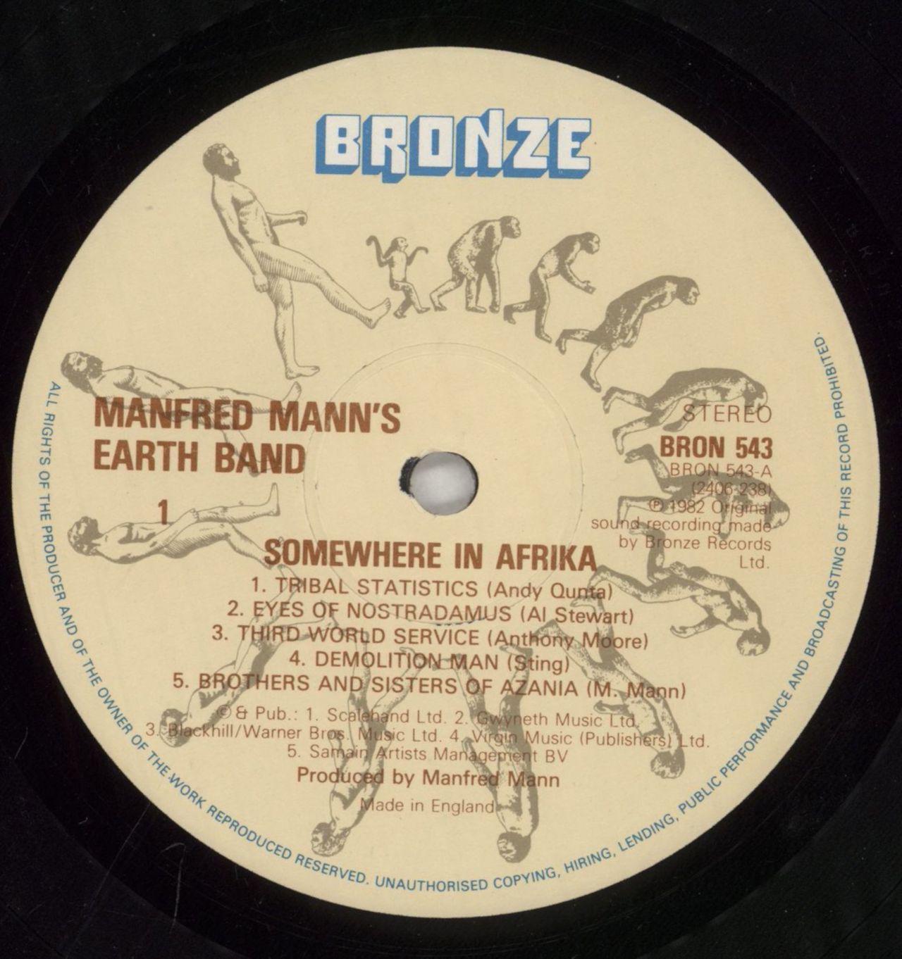 Manfred Mann's Earth Band Somewhere In Afrika - Gold Promo Stamped Sleeve UK Vinyl LP