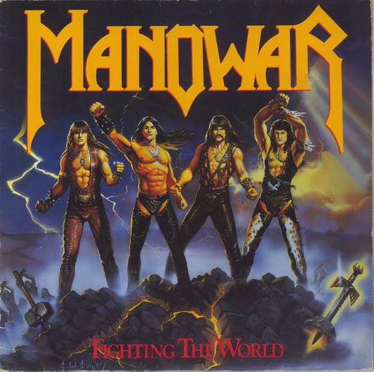 Manowar Fighting The World - VG German Vinyl LP