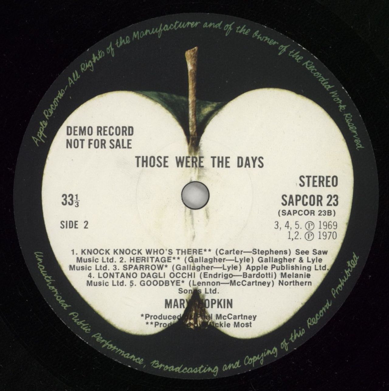 Mary Hopkin Those Were The Days UK Promo Vinyl LP