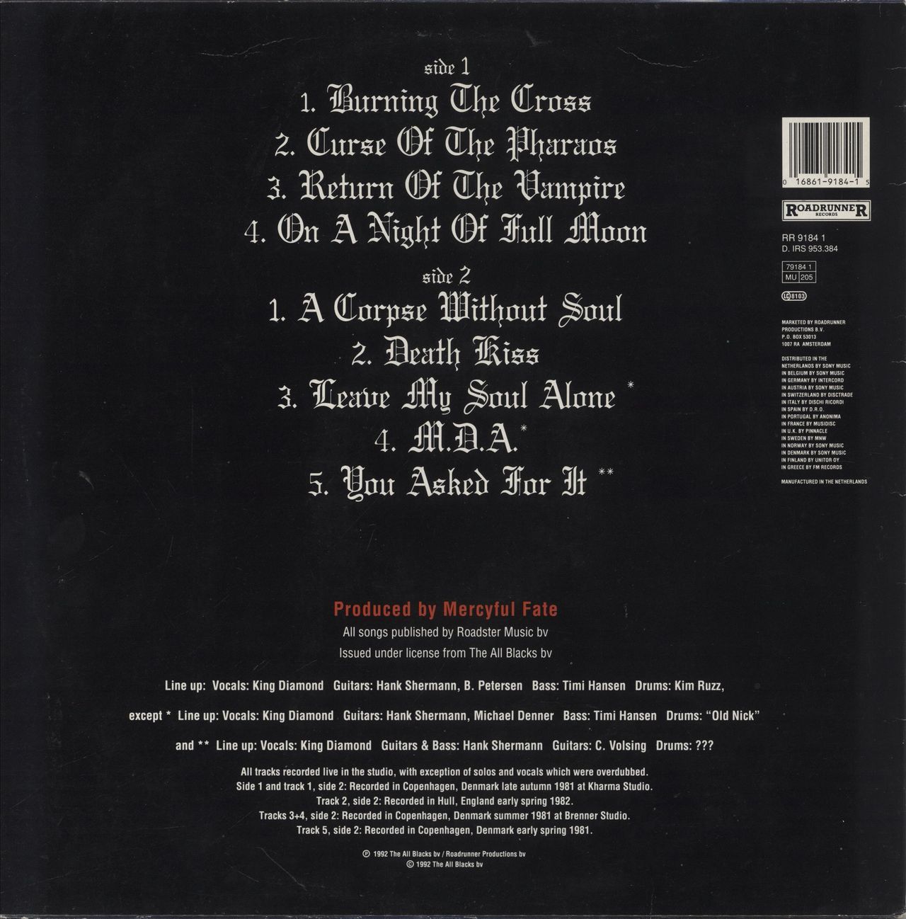 Mercyful Fate Return Of The Vampire Dutch Vinyl LP