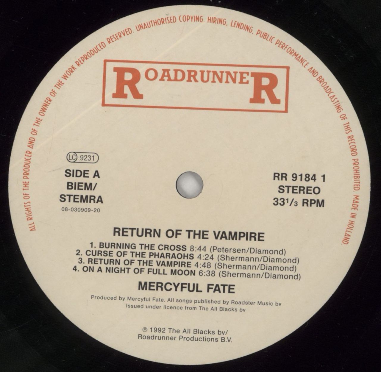 Mercyful Fate Return Of The Vampire Dutch Vinyl LP