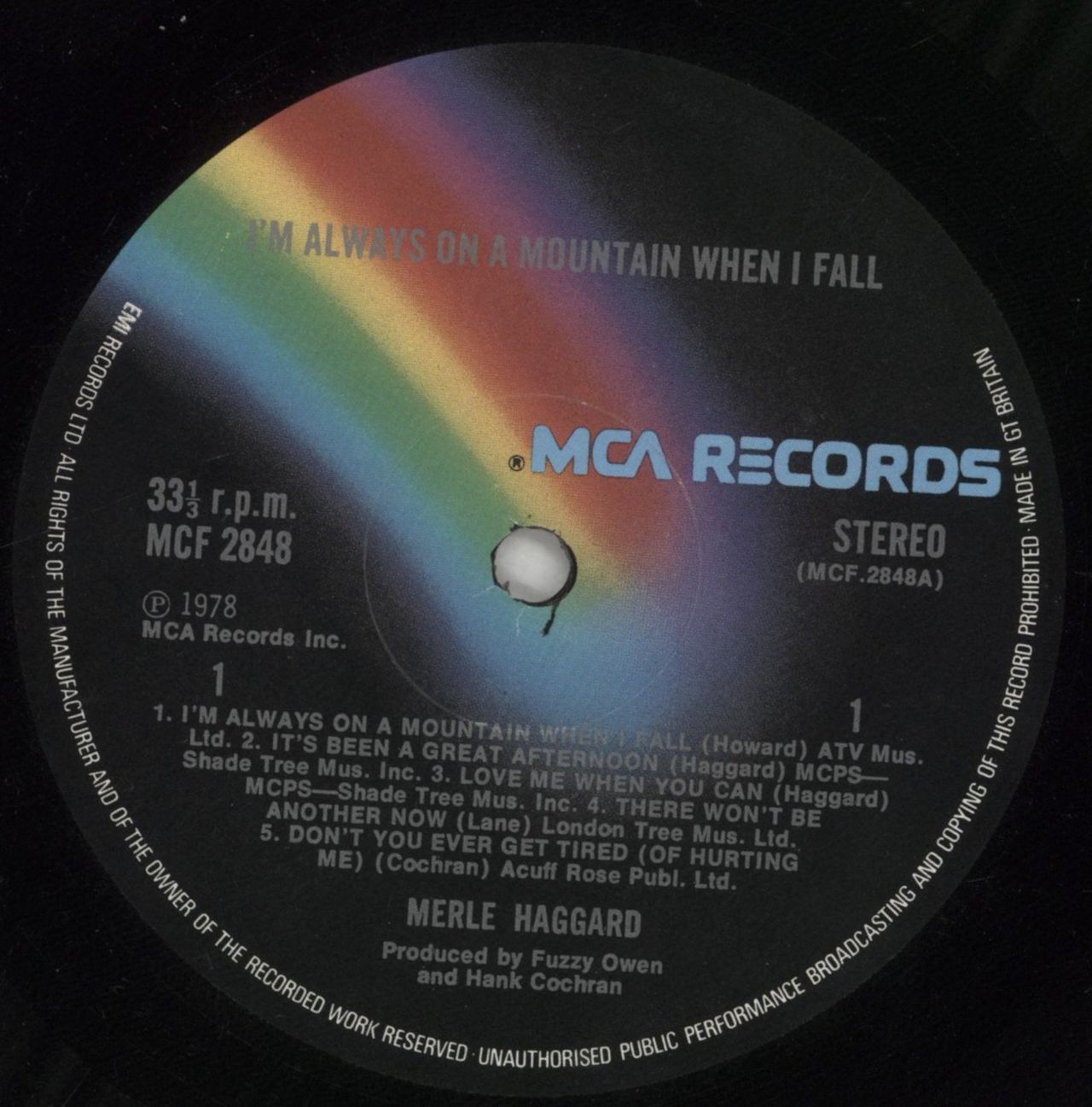 Merle Haggard I'm Always On A Mountain When I Fall UK Promo Vinyl LP